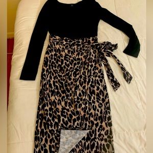 Animal print midi wrap dress.